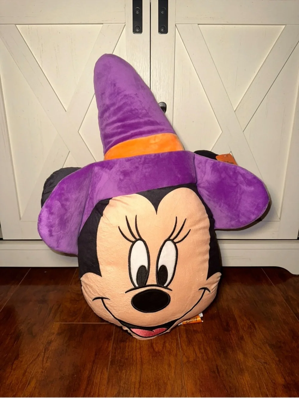 Disney Minnie Mouse Purple and Orange Witch Hat Plush Halloween Pillow - Picture 1 of 1